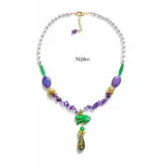 アメジストとカエル王様ネックレス