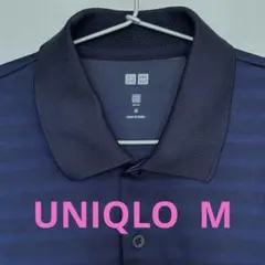 【美品】UNIQLO ユニクロ ドライEXポロシャツ ボーダー M ネイビー