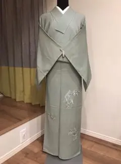 正絹 刺繍入小紋　新品