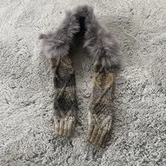 ニットファー付 マフラー つけ襟 フリーサイズ