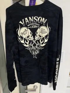【超希少】VANSON バンソン ワッフル長袖Tシャツ XXL 黒 カモフラのサムネイル