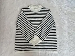 GU　ソフトリッチニットチュニック〔長袖］〔ストライプ］＋E