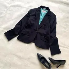 テーラードジャケット　スーツジャケット　黒　ベーシック　ヴィヴィ　ストレッチ