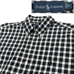 美品　ラルフローレン 半袖シャツ S ギンガムチェック 黒 白