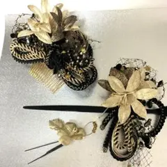 未使用　豪華　ヘア飾り　ヘアピン　3点セット　髪飾り