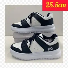 25.0cm★新品★メンズ 厚底 フェイクレザーシューズ 白紺