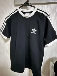 adidas ストライプ Tシャツ 黒/白 ほぼ未使用