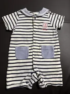 ストライプ柄 セーラー襟　ボーダー　ロンパース 70