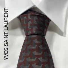 TG3938 YVES SAINT LAURENT パターン柄 シルク ネクタイ