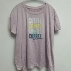 ジョイスパン Ｔシャツ 丸首 半袖 ロゴ Ｌ 薄紫 混紡 カフェ