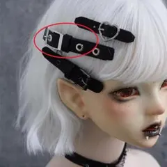 ベルト型 スクエアバックル付き レザー メタル ヘアピン #C937-3