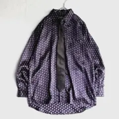vintage シルク100%シャツ ネクタイセット 総柄 コイン柄 セット