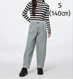 美品☆GU キッズバレルレッグデニムパンツ　S