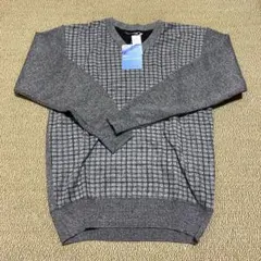 グレー チェック柄 Vネックセーター S sablina valentino