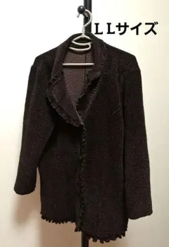 レディース　テーラードジャケット　アウター　LLサイズ　濃茶色