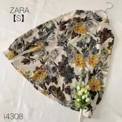 ザラ　ZARA 長袖カットソー　花柄　総柄　大ぶり　フラワープリント【S】