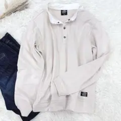 【訳あり】OUTDOOR ラガーシャツ メンズL ベージュ カジュアル 長袖