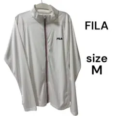 FILA　無地フロント配色UVジャケット　白　ホワイト　ゴルフ　トレーニング