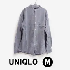 UNIQLO ヒッコリーオーバーサイズスタンドカラーシャツ（長袖）