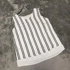 【ハッシュアッシュ】（L）ノースリーブシャツ ストライプ バイカラー レイヤード