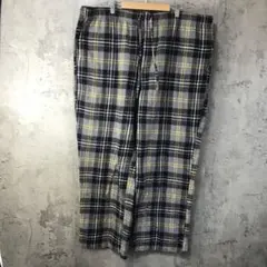 Y5823古着　チェックパンツ　パジャマパンツ　黒　グレー　黄　白