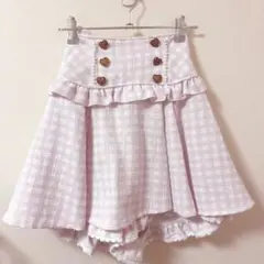 LIZLISA ギンガムツイードサスペンダー付きスカパン ピンク