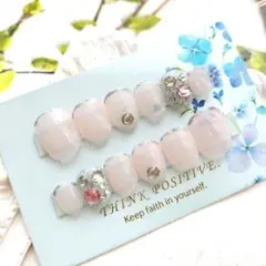 ネイルチップ ライトピンク ワンホン 埋めつくし 細フレンチ