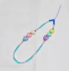 ☆ハンドメイド☆ ビーズストラップ 韓国  ハンドストラップ  ハート N58