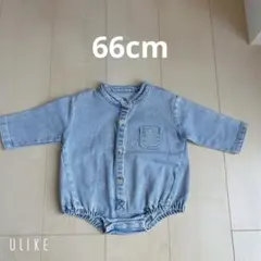 デニムブルー 長袖ロンパース 66