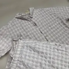 ジェラートピケ　ギンガムチェックシャツ＆ギンガムチェックロングパンツ　上下セット