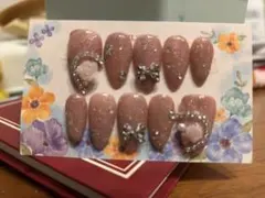 ピンク グリッター ネイルチップ 10個入り