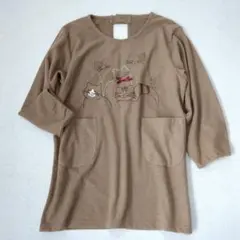 圍裙 保育員 幼稚園 補習班 貓咪刺繡 縫線 割烹着 附口袋 M