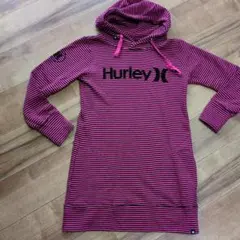 ✙00s Y2Kグランジ・HURLEYロゴ ボーダー・フーディーパーカーM