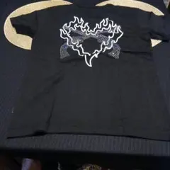 5．ロアー黒 Tシャツ 炎模様 ストーン装飾のサムネイル