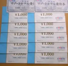 匿名配送　共立メンテナンス 株主優待券 10000円分＋リゾートホテル優待券２枚
