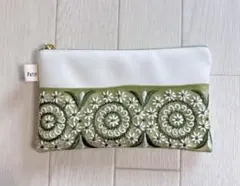 インド刺繍リボンポーチ フラットポーチ