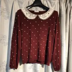 アースミュージック&エコロジー　ニット　トップス　セーター　ドット　赤