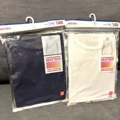 ユニクロ ヒートテック UネックT（半袖) ホワイト ネイビー