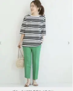 美品　ルミノア　ボーダー7部丈カットソー