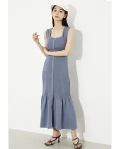 rienda バックオープンチェンジプリーツKnitOP リエンダワンピース