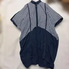 トリト BEAMS BOY シャツワンピース ゆったり ドルマン モモンガ 紺のサムネイル