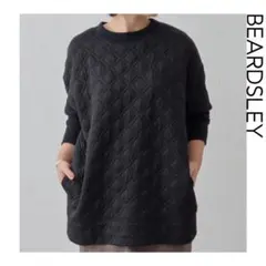BEARDSLEY キルトフウスナップカーデ　ブラック　ビアズリー　洗える　黒色 BEARDSLEY キルトフウスナップカーデ ブラック ビアズリー 洗える 黒色