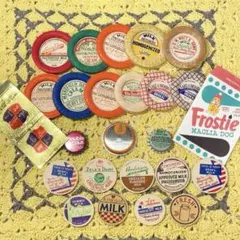 ヴィンテージミルクキャップ、マッチ、封筒セット アメリカ