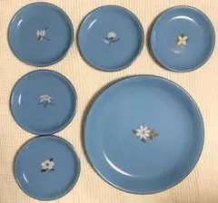 【新品箱付】たち吉 花もよう 取分揃 取り皿 小皿 大皿 草花 縁 金色 6枚