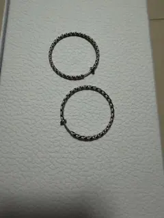 シルバー ツイストデザイン フープイヤリング