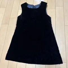 女の子　110cm 黒　ノースリーブワンピース　ベロア　発表会　喪服　半袖