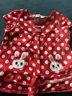 mikihouse 赤 水玉模様 Tシャツ 80