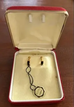 イヤリング オニキス ゴールドカラー ネジバネ式