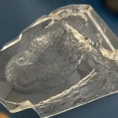 フクロウ彫刻 クリスタルガラス手彫り素晴らしい置物高さ15下の幅4ずっしり安定