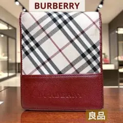 良品✨BURBERRY バーバリー 二つ折り財布 ノバチェック ボルドーのサムネイル